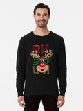 Neon Rudolph - season greetings Lightweight Sweatshirt | Premium Unisex T-Shirt, Trending Graphic Tee