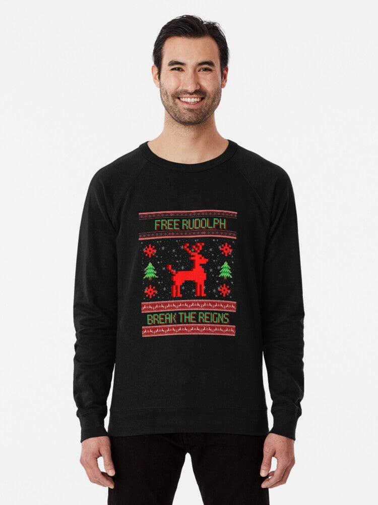 Vegan Christmas Sweater, Free Rudolph Lightweight Sweatshirt | Premium Unisex T-Shirt, Trending Graphic Tee