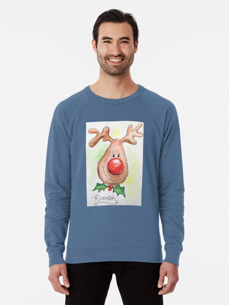 Rudolph the Reindeer Lightweight Sweatshirt | Premium Unisex T-Shirt, Trending Graphic Tee