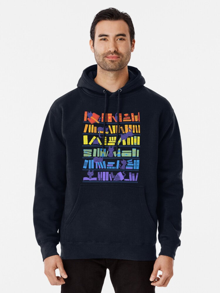 Library Kittens Pullover Hoodie vintage style, great gift idea