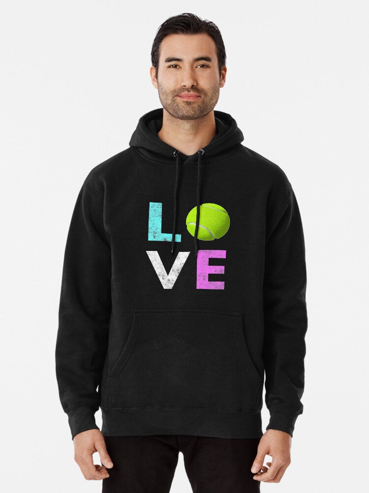 Awesome Tennis gift for Girls & Women LOVE Tennis Love Pullover Hoodie vintage style, cold weather essential