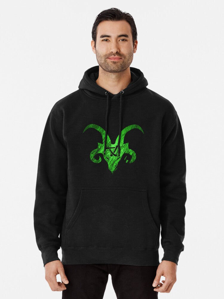 Green King Horned Rat Pullover Hoodie graphic streetwear, TikTok trending look