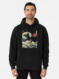 Raccoon Kanagawa Japanese Surfing Wave Pullover Hoodie anime fan merch, daily wear favorite