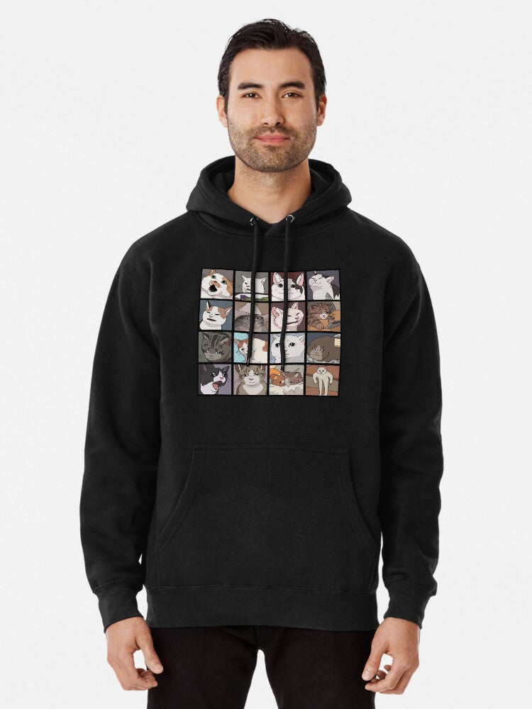 Meme Cats 2.0 Pullover Hoodie aesthetic design, perfect for layering