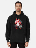 Kitsune Mask - Japanese Traditional Fox - Kanji Ink Pullover Hoodie | Cozy Graphic Hoodie | Unisex Pullover