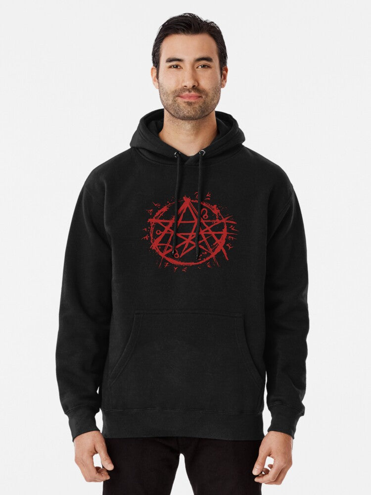 Necronomicon sigil - Lovecraft symbol - The Gate of Yog-Sothoth Pullover Hoodie funny graphic, unisex fit
