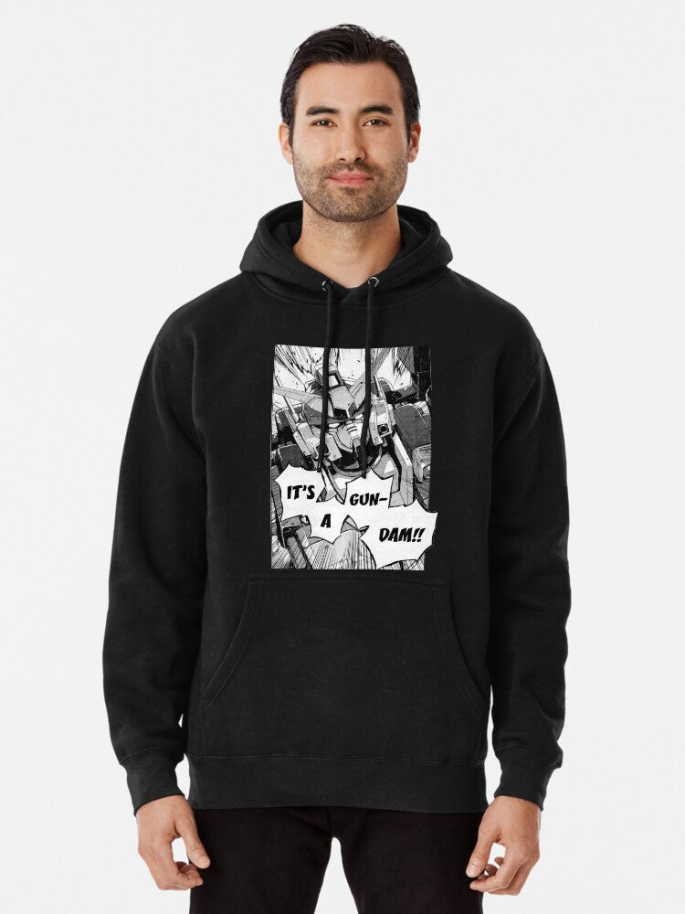 Gundam Wing Manga Heavyarms Pullover Hoodie casual everyday wear, soft and comfortable