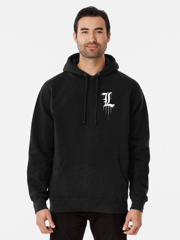 L logo Pullover Hoodie retro vibes, unisex fit