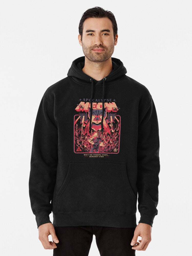 Apocalypse Meow Pullover Hoodie vintage style, perfect for layering