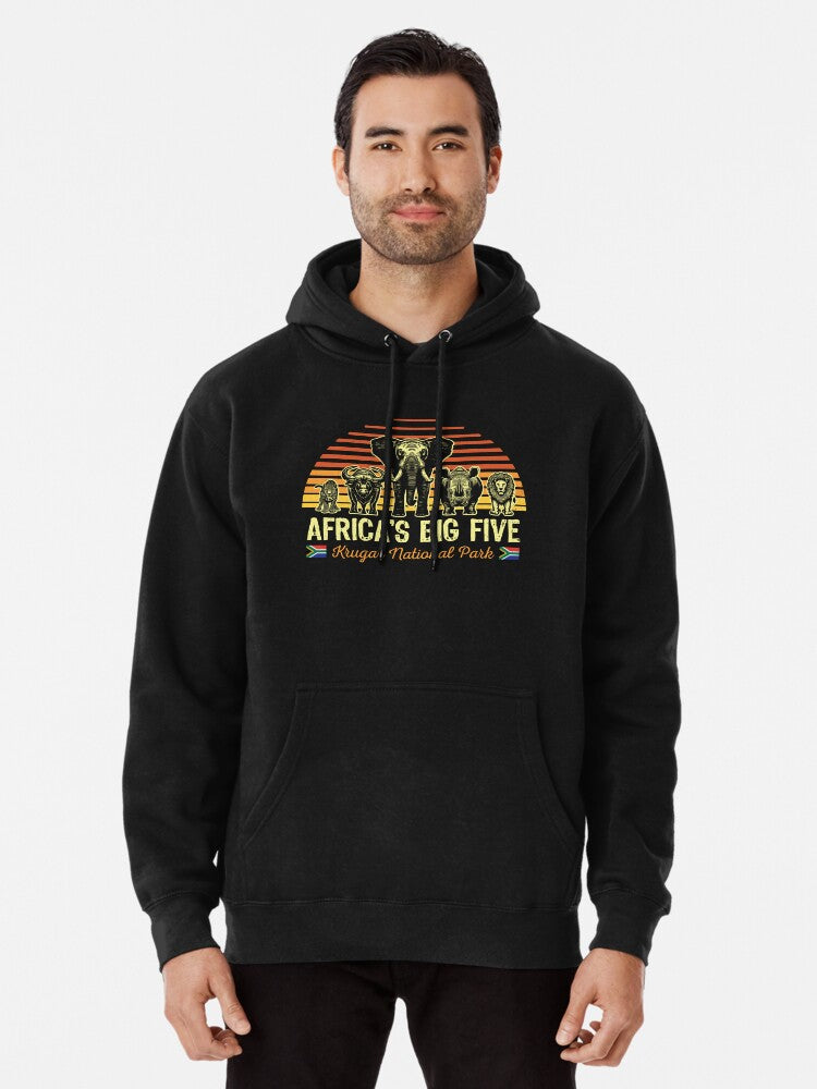 Africa's Big Five Safari Leopard Rhino Elephant Buffalo Lion Big 5 Africa Kruger National Park Pullover Hoodie casu...
