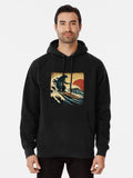 Godzilla Surfing The Great Wave by Hokusai Funny Parody Pullover Hoodie vintage style, TikTok trending look