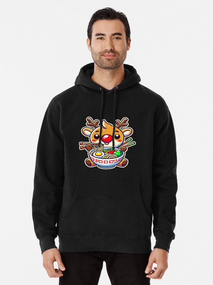 Cute Rudolph the Red Nose Reindeer Pullover Hoodie | Premium Unisex T-Shirt, Trending Graphic Tee