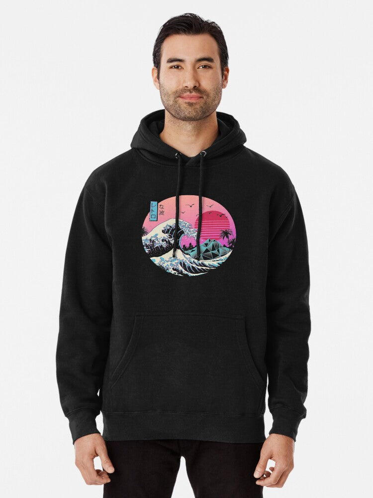 The Great Retro Wave Pullover Hoodie graphic streetwear, soft and comfortable