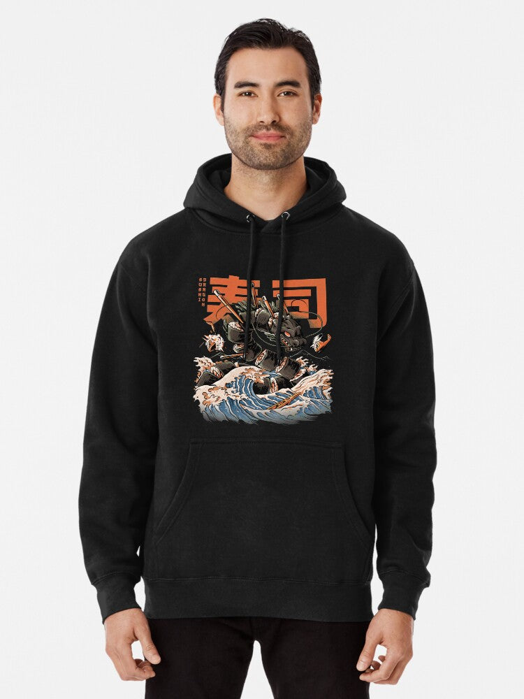 The Black Sushi Dragon Pullover Hoodie anime fan merch, TikTok trending look