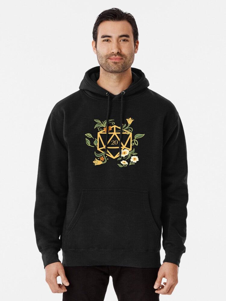 Plant Lovers Polyhedral D20 Dice Tabletop Rpg Pullover Hoodie | Cozy Graphic Hoodie | Unisex Pullover
