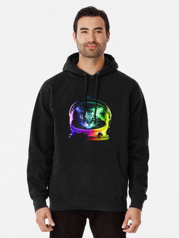 Astronaut Cat Pullover Hoodie funny graphic, gift for fans