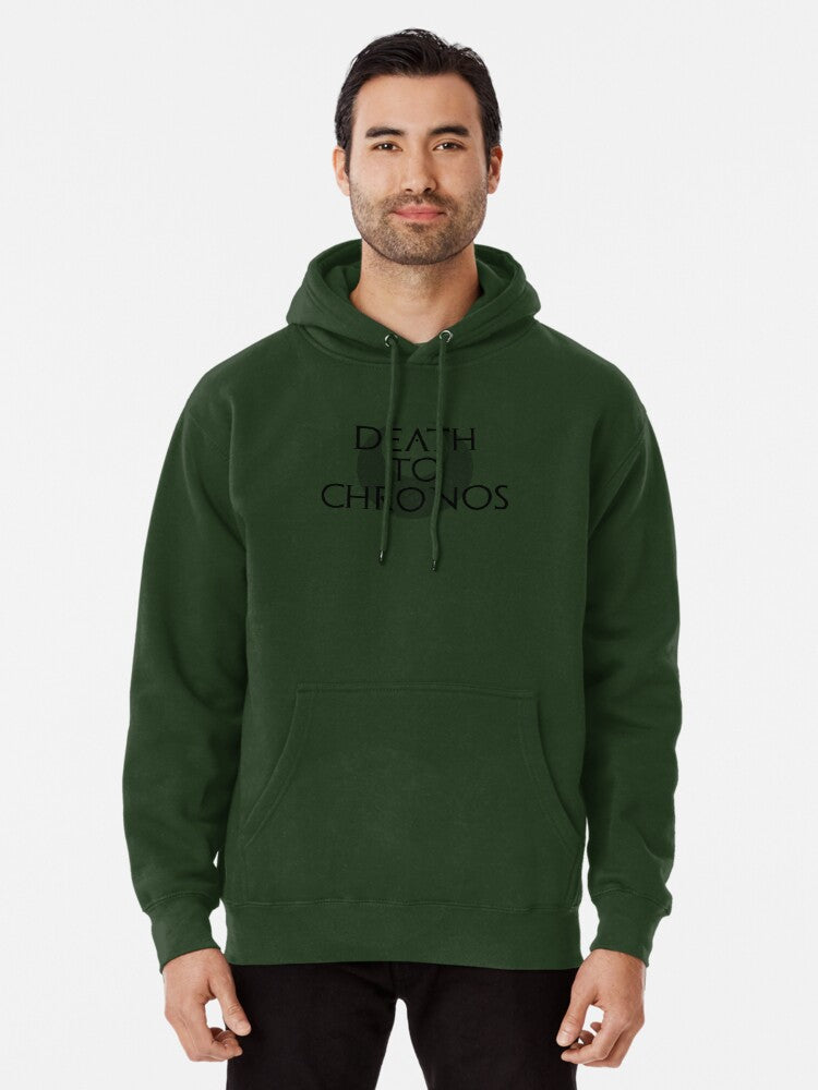 Hades 2 Death to Chronos black Pullover Hoodie retro vibes, soft and comfortable