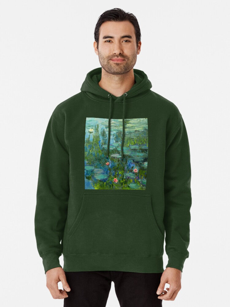Water Lilies Or Nymphas Claude Monet Fine Art Pullover Hoodie | Cozy Graphic Hoodie | Unisex Pullover