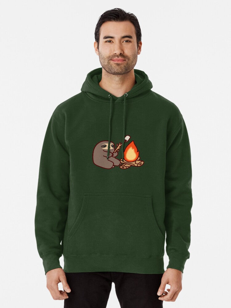 Campfire Sloth Pullover Hoodie casual everyday wear, perfect for layering