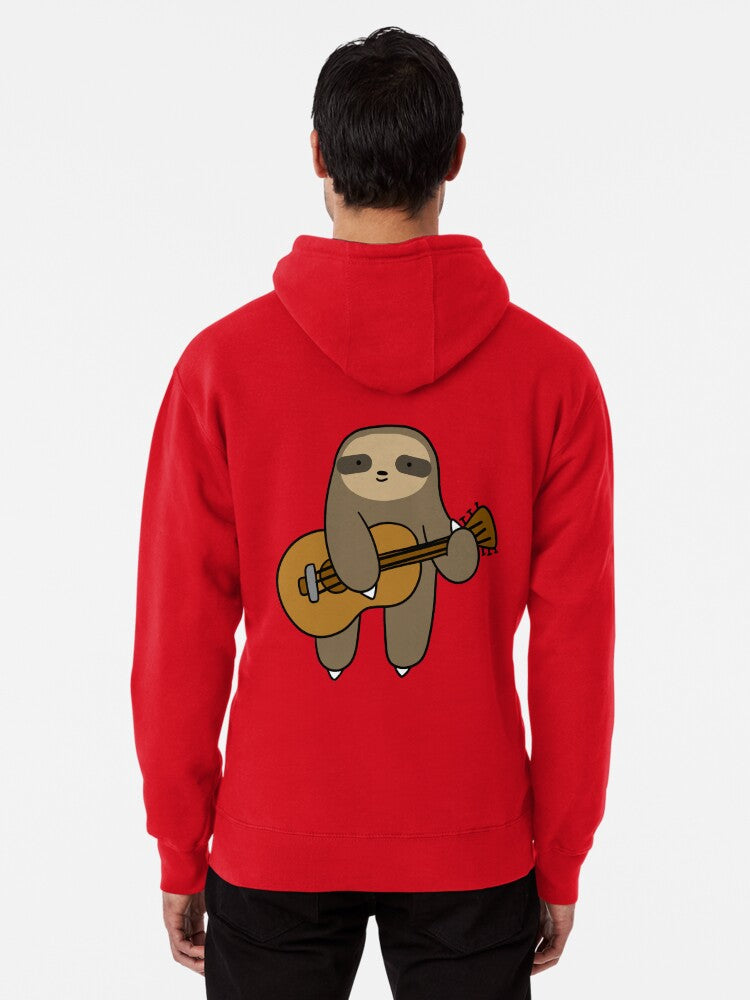 Guitar Sloth Pullover Hoodie | Cozy Graphic Hoodie | Unisex Pullover
