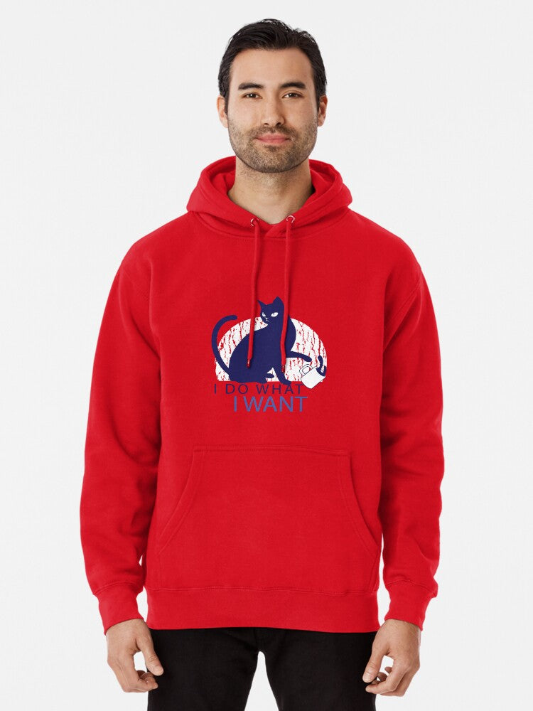 Cat with quote saying I do what I want Pullover Hoodie retro vibes, TikTok trending look