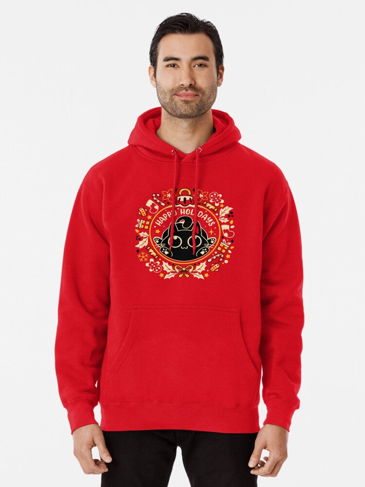 Gifts And Paws - Christmas Black Cat Pullover Hoodie funny graphic, soft and comfortable