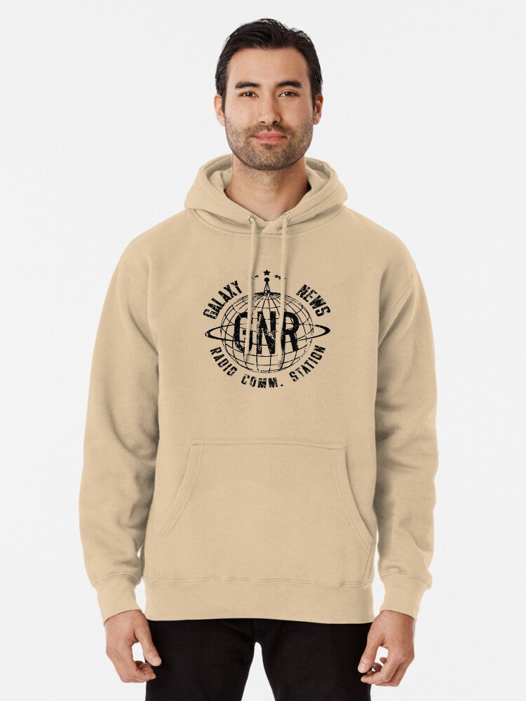 Galaxy News Radio Pullover Hoodie retro vibes, great gift idea