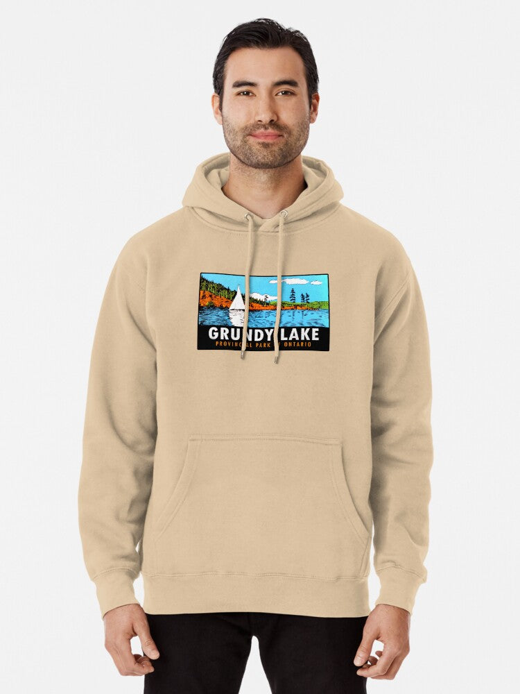 Grundy Lake Provincial Park Ontario Vintage Travel Decal Pullover Hoodie aesthetic design, soft and comfortable