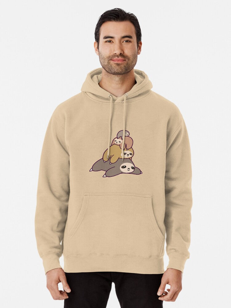 Sloth Stack Pullover Hoodie cozy fleece, TikTok trending look