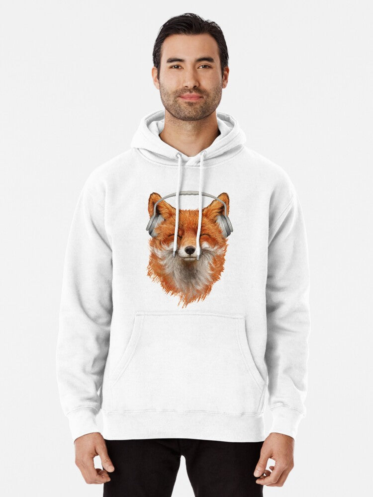 Smiling Musical Fox Pullover Hoodie casual everyday wear, gift for fans