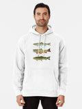 Trout Triad Pullover Hoodie graphic streetwear, gift for fans