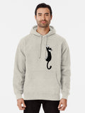 Black and White Cat Hanging On Funny Tuxedo Cat Pullover Hoodie retro vibes, daily wear favorite