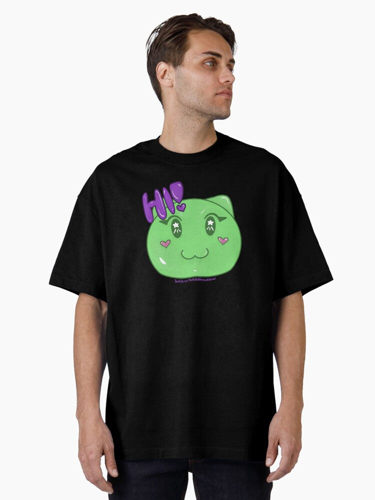 "Hi!" Friendly Cat Slime (TheWildMeowMeow Twitch Emote) Oversized T-Shirt