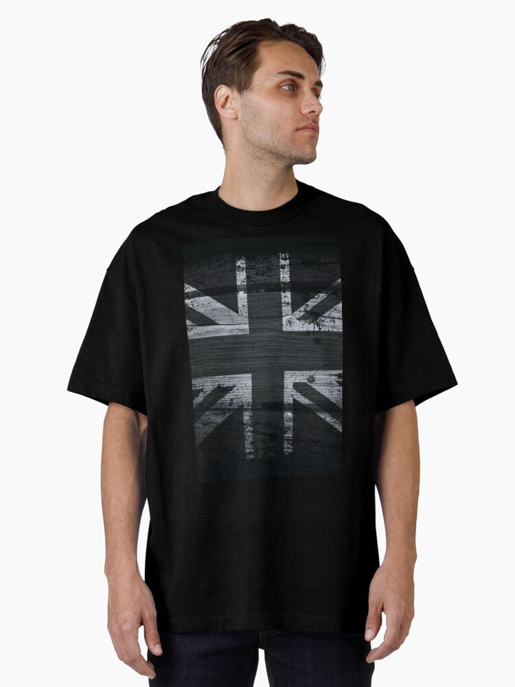 Black and white UK flag Oversized T Shirt T Shirt Premium Quality Top Rated
