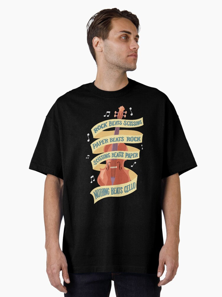Rock Paper Scissor Nothing Beats Cello Gift Idea Oversized T-shirt | Trendy Graphic Tee | Casual Unisex T-shirt