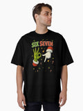 Six Seven Christmas Hands – Funny Holiday Festive Oversized T-Shirt