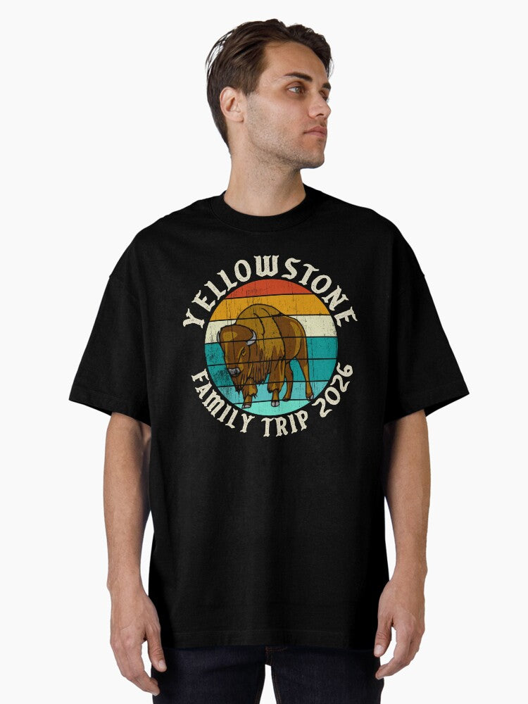 Family Tour 2026 National Park Trip Yellowstone Oversized T-Shirt | Premium Unisex T-Shirt, Trending Graphic Tee