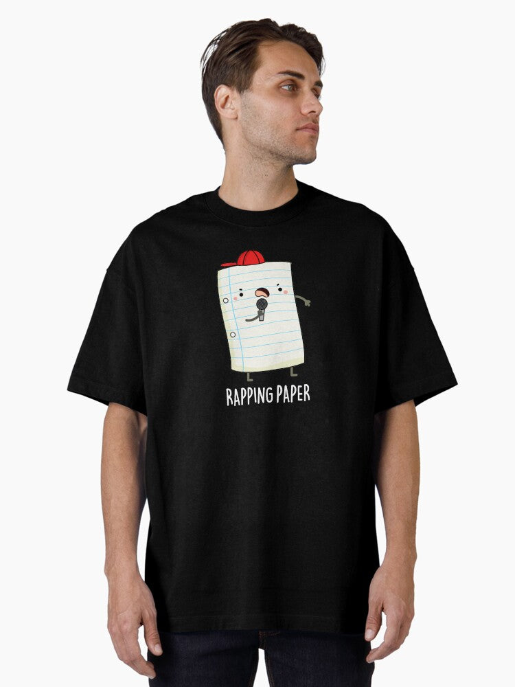 Rapping Paper Funny Paper Puns Dark Bg Oversized T-shirt | Trendy Graphic Tee | Casual Unisex T-shirt