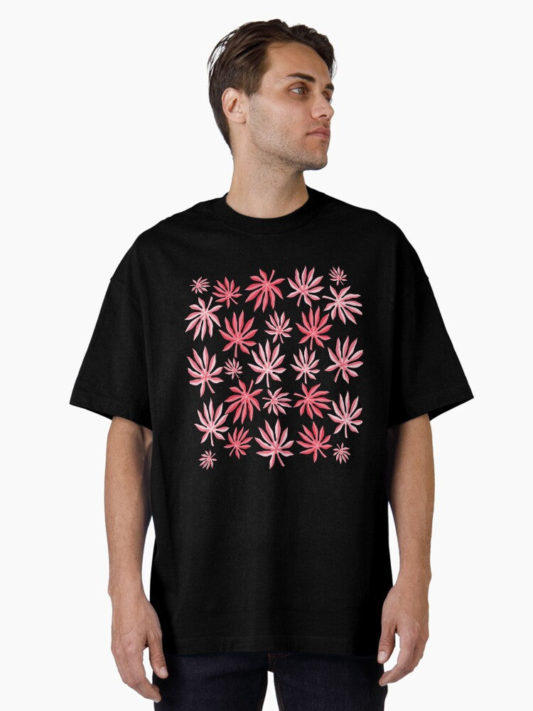 Leaves Pattern Oversized T-Shirt