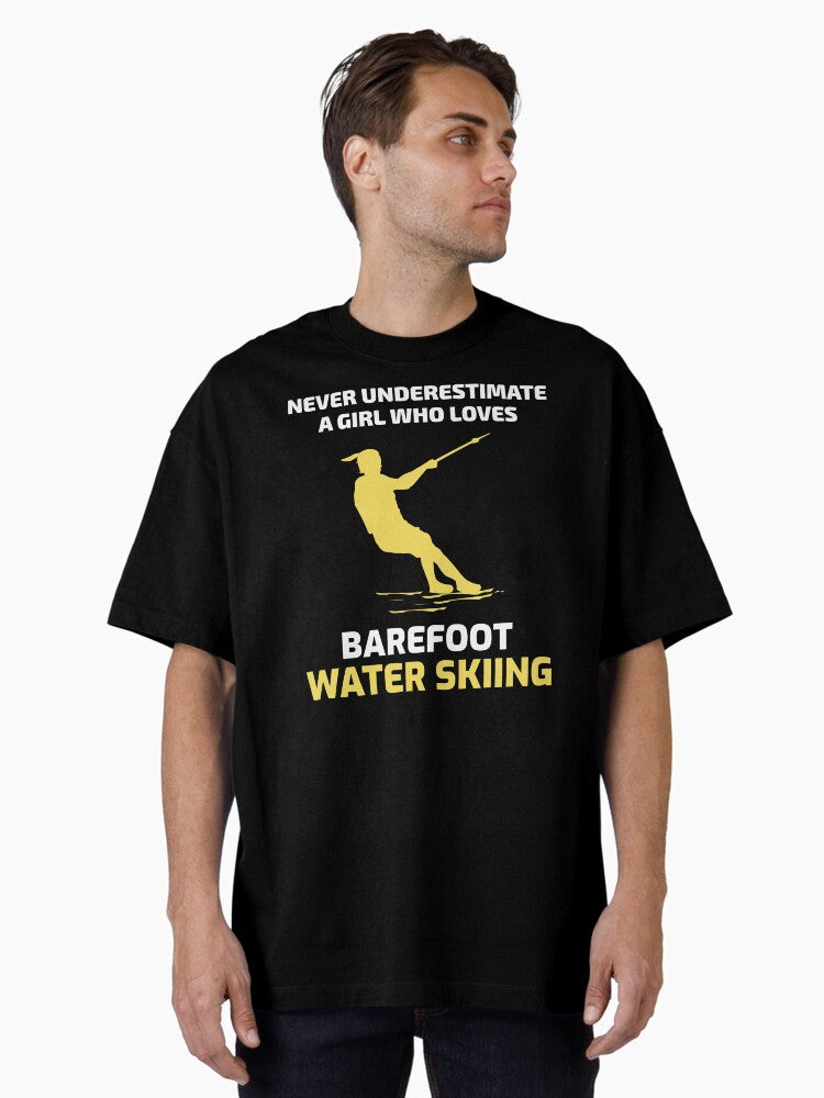 Barefoot skiing Water Sport Motorboat Girl Oversized T-Shirt | Graphic T-Shirt for Unisex