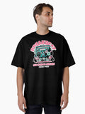 Breakbeat - Old School Boombox Dude Whitepink Oversized T-shirt | Trendy Graphic Tee | Casual Unisex T-shirt