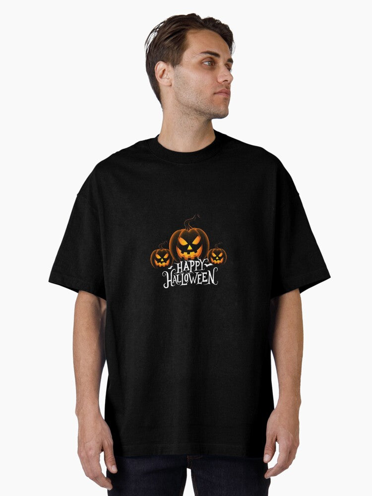 Spooky Jack o Lanterns Halloween white letters Oversized T Shirt T Shirt Premium Quality Top Rated