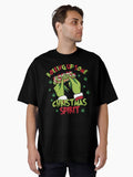 Funny Christmas Mean Guy, Retro Christmas, Christmas Svg, Rolling Up Some Christmas Spirit Oversized T-Shirt