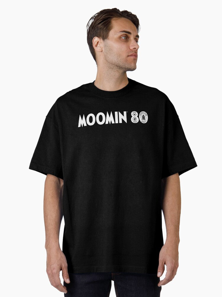 Moomin 80th Anniversary 1945-2025 White Text Logo Oversized T-Shirt | Premium Unisex T-Shirt, Trending Graphic Tee