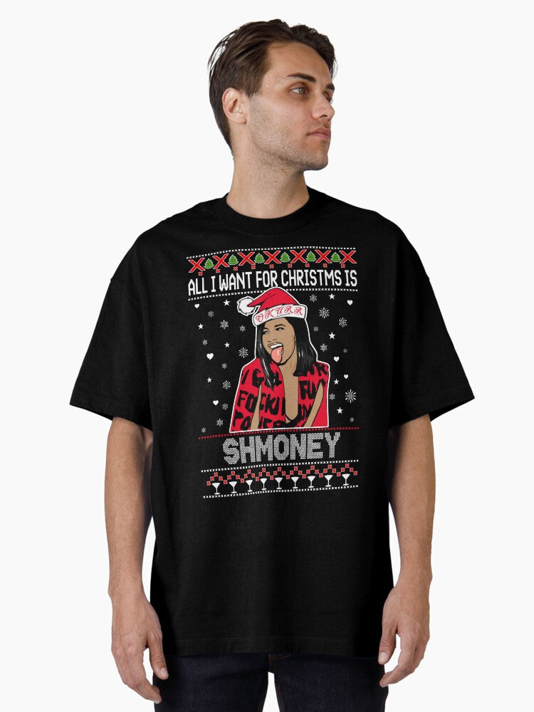 Cardi B All I Want For Christmas Is Shmoney Oversized T-Shirt