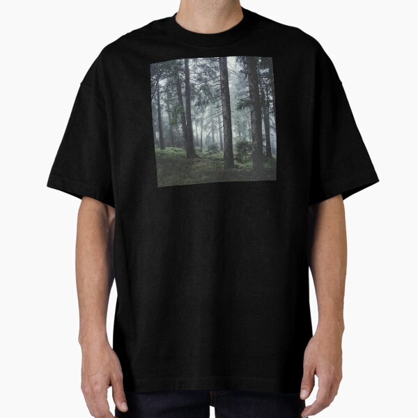 Path Vibes // Wild Romantic Misty Retro Fall Wilderness Fairytale Forest With Cascadia Trees Covered In Magic Blue Fog Season Oversized T-Shirt for Sale by tekay