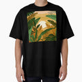 Fantasy Boho View Of Sunset Through Palm Leaves  Oversized T-Shirt for Sale by DEC02