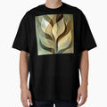 Elegant Boho Warm Earthtones Stylized Leaves Design Art Oversized T-Shirt for Sale by DEC02