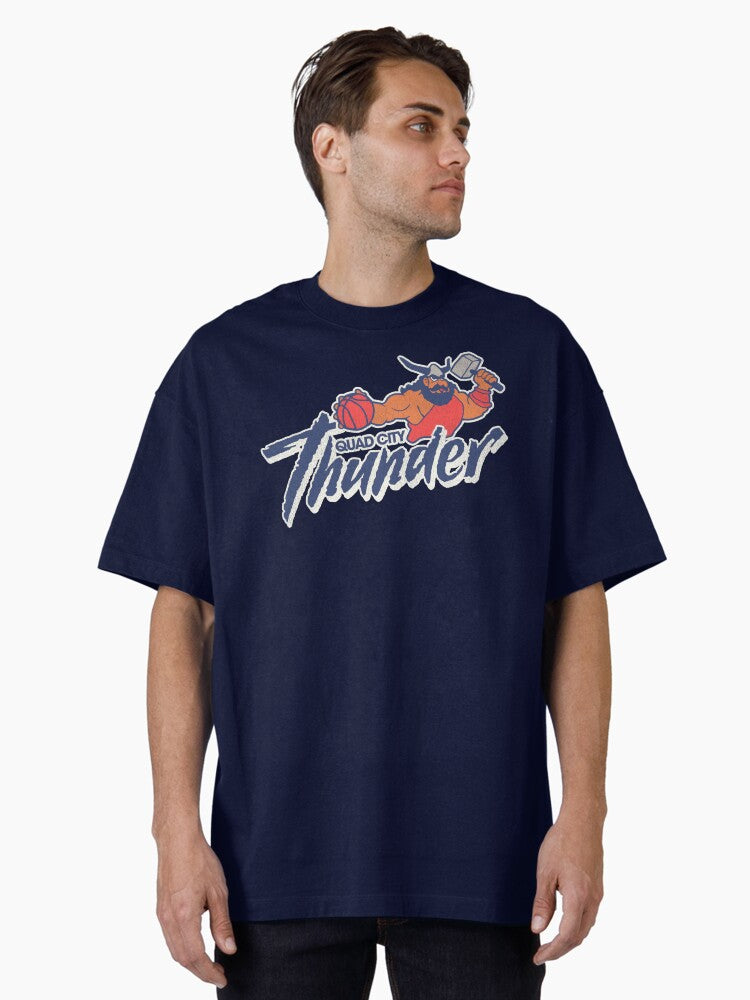 Quad City Thunder Basketball Team Oversized T Shirt T Shirt Streetwear Style Fan Favorite