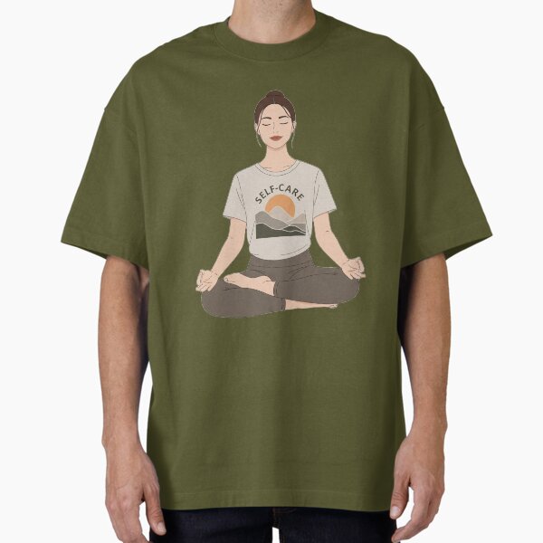 "Self care girl in lotus position " Oversized T-Shirt for Sale by DropRomance